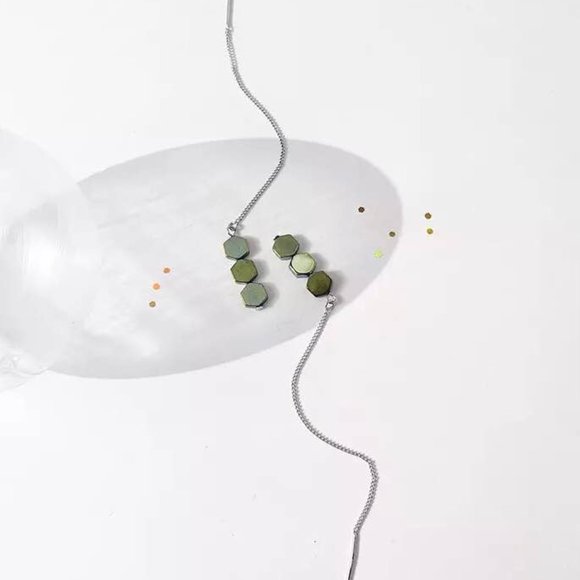 New Silver-Tone & Green "Slytherin" (Harry Potter) Geometric Threaders (Ver 22) - Picture 5 of 10